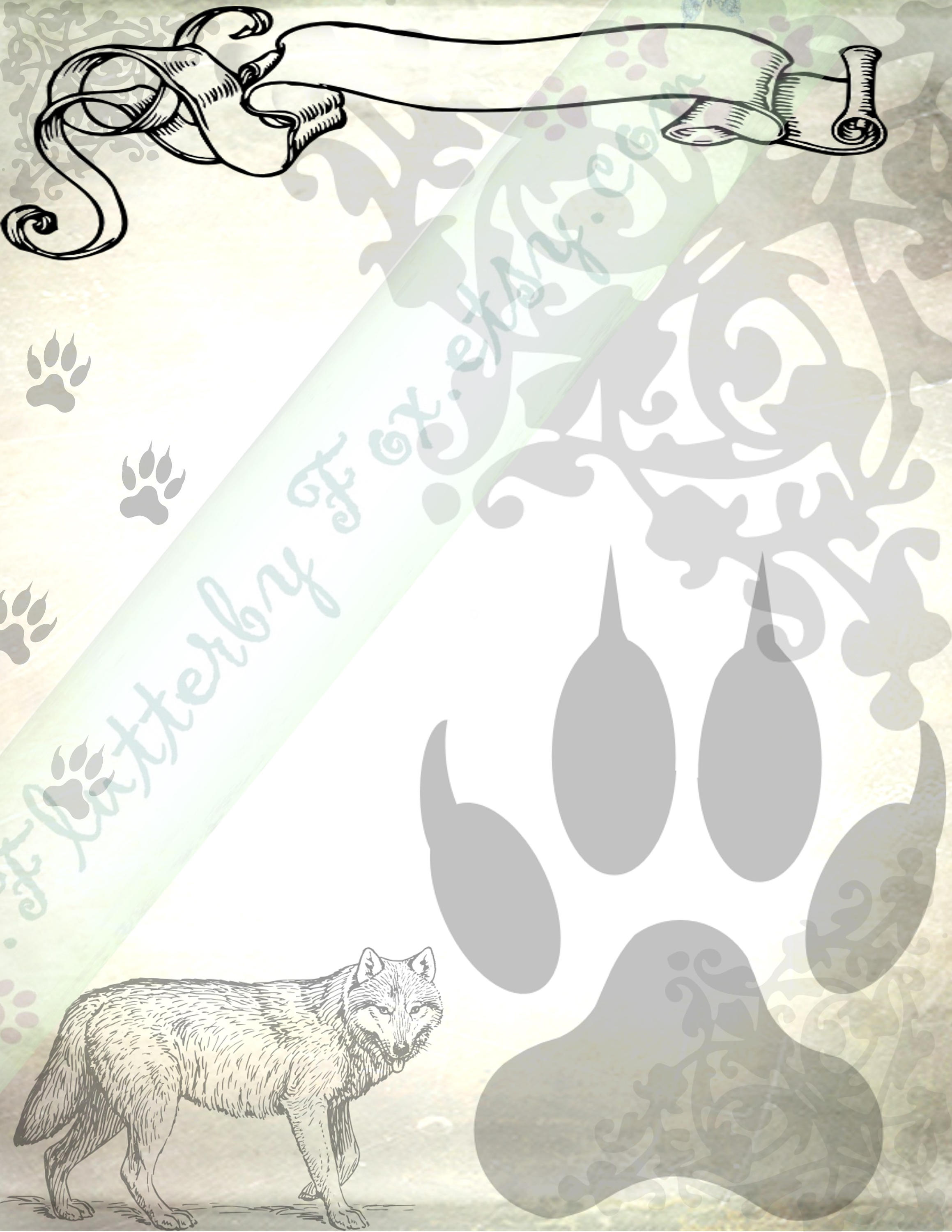 Wolf Paper Wolf Stationery Set Wolf Stationery Lined