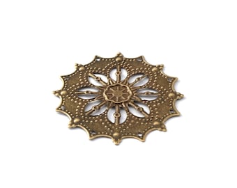 43 mm bronze filigree flower color print / ES010