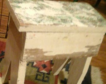 Vintage Chippy Wood Stool...Shaby Chic