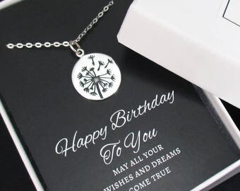 Dandelion Necklace Sterling Silver Birthday Necklace, Wish Necklace, Believe, Hope, Inspirational Jewelry, Birthday Gift