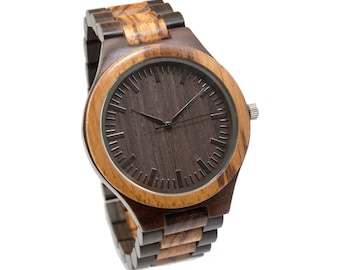 Wooden Watch Engrave Black & Zebra / Men Wood Watch Personalized 5th Anniversary Birthday Wedding Graduation Christmas Day Groomsmen Gift