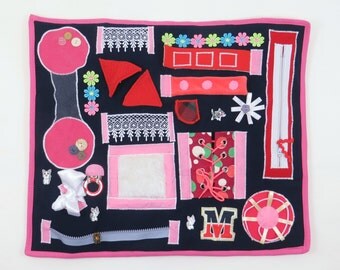 Colored fidget blanket Activity sensory elements Tactile busy blanket Dementia Awareness Alzheimer Aid Elderly comfort therapy blanket Gift
