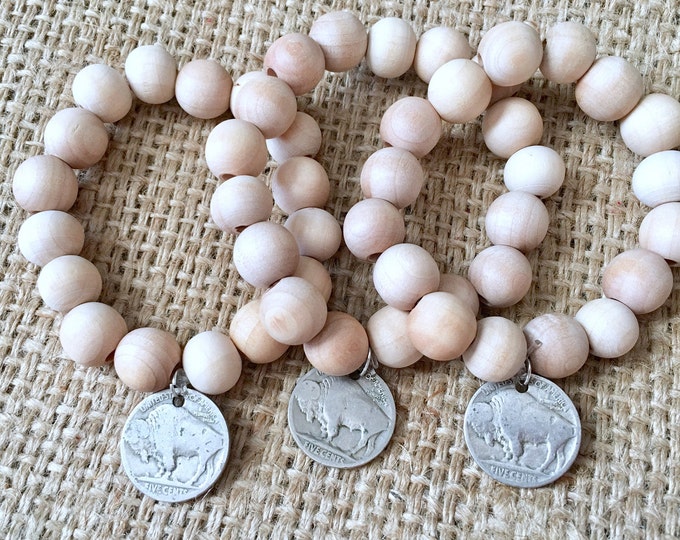 Wood Coin Bracelet, Buffalo Nickel Bracelet, Buffalo Bracelet, Nickel Bracelet, Boho Coin Bracelet, Eco Wood Bracelet, Boho Coin Bracelet