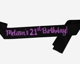 21st Birthday Gift, 1996 gift, Happy 21st Birthday Sash, Coming of age, Personalized Birthday Sash, birthday photo prop, more colours & ages