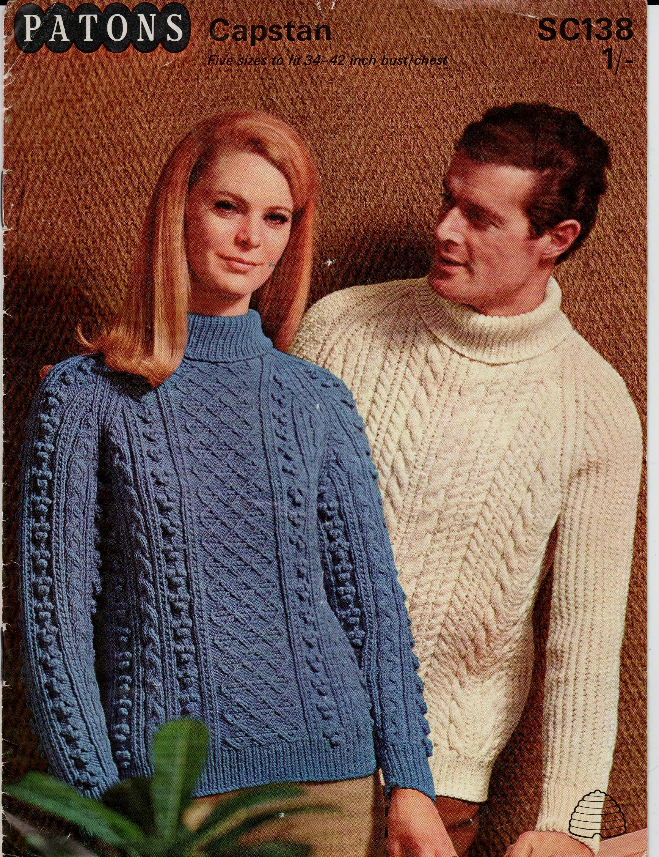 Original Vintage Knitting Pattern Patons SC138 Ladies Womens Mens Mans ...