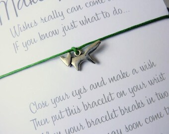 Wish Bracelet - Fox Charm / Foxy Bracelet / Wildlife / Woodland Jewellery / Choice of colours / Wish Knots