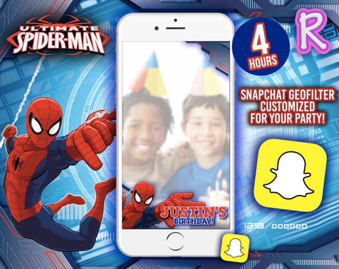 SNAPCHAT Geofilter Customized for Spider Man Party - We deliver your order in record time! Less than 4 hours! 2017 MARVEL Spider-man