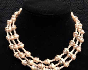 Vintage (1950's) Japan Beaded Multi Strand Faux Pearl Necklace