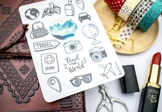 travel journal stickers travel planner stickers illustrated