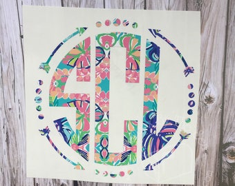 Lilly Pulitzer Inspired Arrow Monogram Decal | Yeti Decal | Lilly Car Decal | Lilly Monogram Decal | Lilly Sticker | Monogram Tumbler Decal