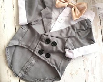Small Tux, Dog Clothes, Puppy Clothes, Dog Tux, Dog Tuxedo, Puppy Tuxedo, Special Occasion Outfit, Dog Bowtie