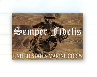 US Marine Corps Rustic Wood Sign - US Marines Wall Art - USMC Decor - United States Marine Corps Wood Sign - Marine Decor - Painted Sign