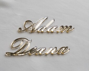 Mirror acrylic name cards for party, Wedding place cards, Acrylic laser cut names, name cards wedding, Individual Name Cards Anna