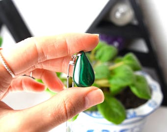 Green Malachite Pendant Necklace, Malachite Necklace Healing Stone Necklace Emotional Healing Necklace, Malachite Jewelry