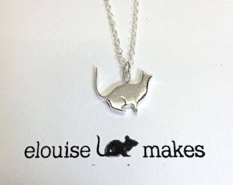Sterling Silver Sitting Cat Necklace - Animal jewellery - cat necklace - kitty necklace - pet - kitten - ethical silver jewellery - handmade