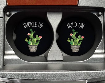 Cactus Car Coasters - Cup Holder Coaster - Car Coaster Set - Cactus Coasters - Car Coasters - Coasters for Car - College Student Gift