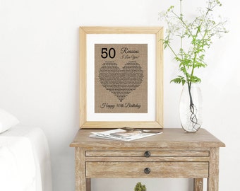 Reasons I love You- Birthday Gift for Mom- Why I Love You- 60 Reasons We Love You- 50th Birthday Gift- Anniversary Gift- Husband Gift-