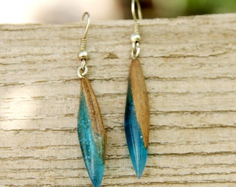gift|for|Girlfriend rustic jewelry dangle earring drop earring Wood resin Jewelry Wood earring boho Jewelry Wooden jewelry Wooden earring