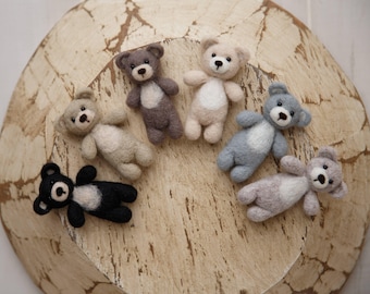 NEW COLORS Felted teddy bear stuffy; newborn photography prop; made to order