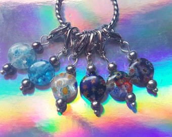 6pcs Millefiori Stitch markers, Beaded stitch markers, Knitting stitch markers, Crochet stitch markers, Stitch markers, Millefiori, Flower