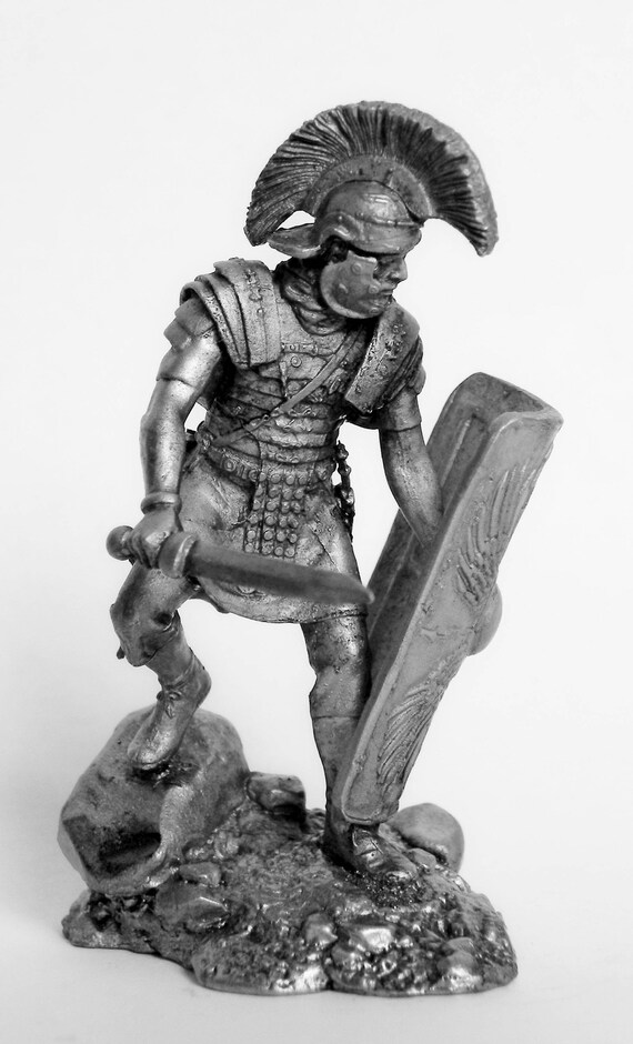 Tin miniature. Pewter sculpture. Tin soldier. Antique Rome.