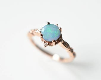 UFOROO Opal Ring Set For Women - Platinum Plated Stacking Rings With Green & White Stones (Set Of 7) - View #7