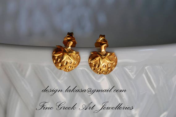 Strawberry Earrings Sterling Silver Gold Plated Jewelry birthday best ideas girlfriend anniversary woman cool art vintage fruit juicy girl