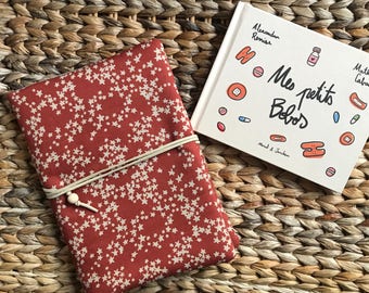 Protège carnet de santé - imprimé étoiles - rouille et beige - cadeau bébé