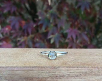 Sterling Silver Golden Rutilated Quartz Ring / Sterling Silver Ring / Rutile Quartz Stack Ring / Gold Rutile Quartz / Golden Rutile Quartz