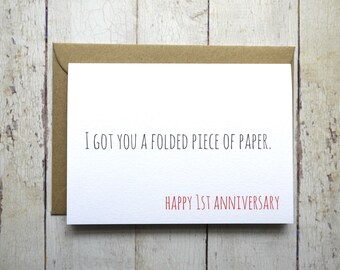 Funny First Anniversary card // 1st Anniversary // Card for Husband // Card for Wife // Anniversary card // Paper 1st Anniversary //