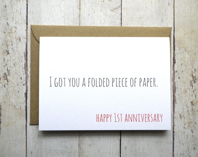 Funny First Anniversary card // 1st Anniversary // Card for Husband // Card for Wife // Anniversary card // Paper 1st Anniversary  //