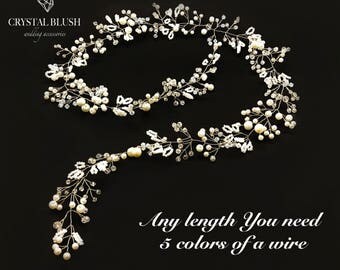 Extra Long Hair Vine Bridal Headpiece Bridal Hair Vine Wedding Headpiece Wedding Headband Hair vines Hair vine Wedding hair Quartz crown