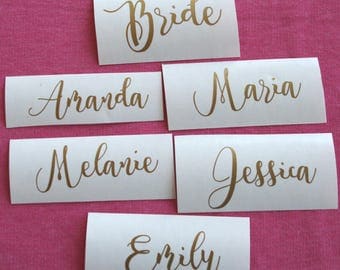 Custom name decal/ Wine Glass DIY Decal/ Personalized Custom Yeti Decal/ Bridesmaid Gift Gold Name Decal/ Wedding Sticker Bachelorette party