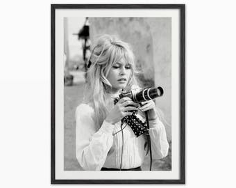 Brigitte Bardot with Camera Art Print