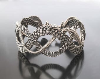Wire Wrap Bracelet - Wire Wrapped Jewelry - Handmade Bracelet - Braided Cuff - Silver Bracelet - Woven Cuff - Inspirational - Gift For Her
