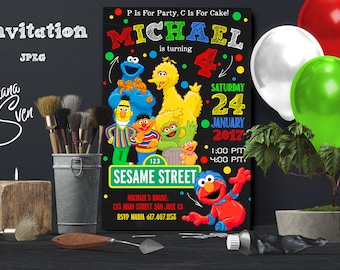 Elmo Invitation, Elmo Birthday Invitation, Sesame Street Invitation, Sesame Street Elmo Invitation, Elmo Printable, Elmo Invite