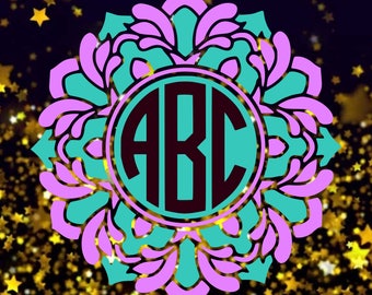 Mandala Monogram SVG Mandala SVG Monogram Svg flower svg floral svg floral wreath svg file for Cricut Silhouette Monogram Frame svg dxf eps