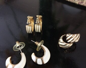1970's White Enamal With Gold Lot of 3