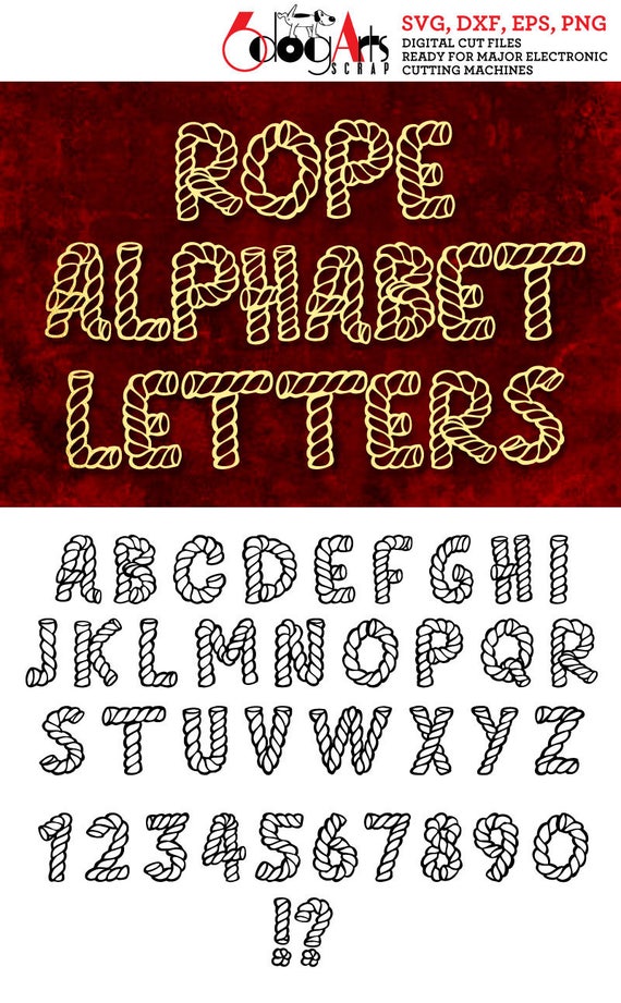 Rope Alphabet Letters SVG DXF Vector Cut Files Monogram Font