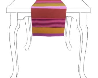 Striped French colorful artisan table runner - cotton table linen