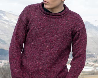maglione aran-tweed-r10-collo-rullino-unisex