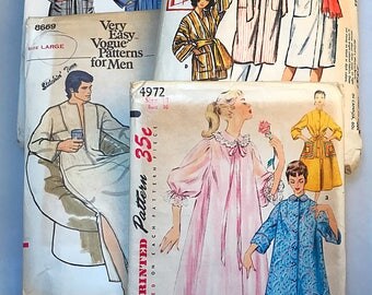 Set of 4 Vintage Sleep Wear Sewing Patterns, Vogue 8669, Simplicity 4972, McCall's 2334, McCall 5465