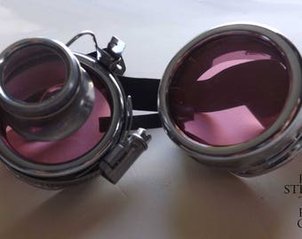 Steampunk Gothic cyber goggles lenses AVIATOR sunglasses Goggles pink