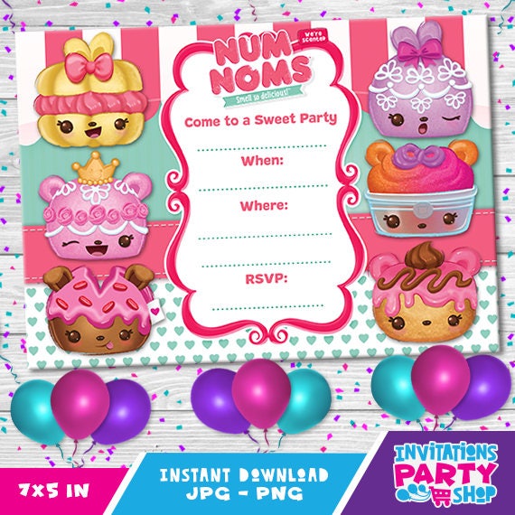 Num noms Invitationbirthday party kids party invitations