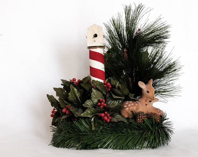 Birdhouse and Deer Holiday Decor Accent