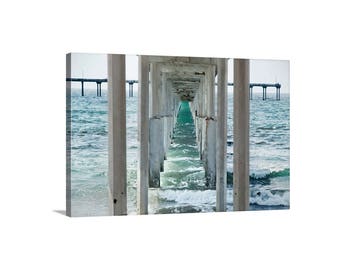 Beach Art, Ocean Art, San Diego, California Beach, Ocean Beach Pier, Fine Art Photography, Black and White Photography, Photo on Canvas