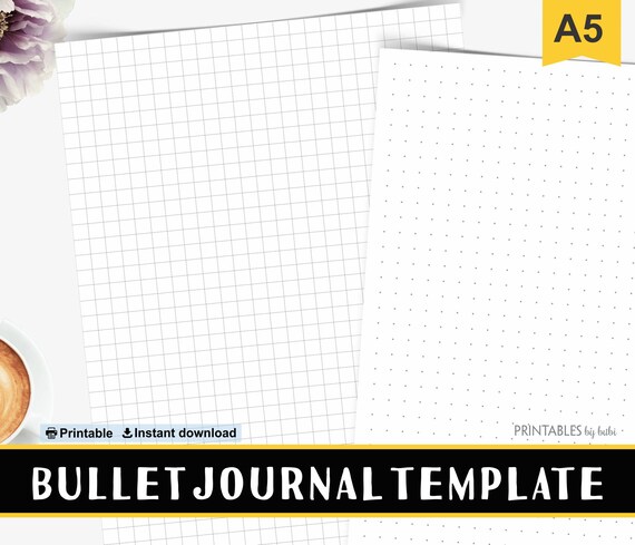bullet journal template dot grid paper a5 grid template a5