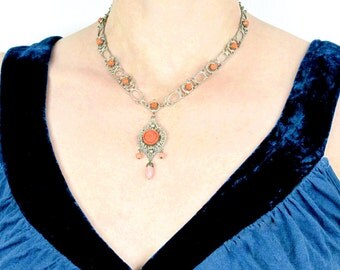 Antique Art Deco Necklace | Antique Rose Necklace | Antique Brass Necklace | Vintage 1920s Necklace