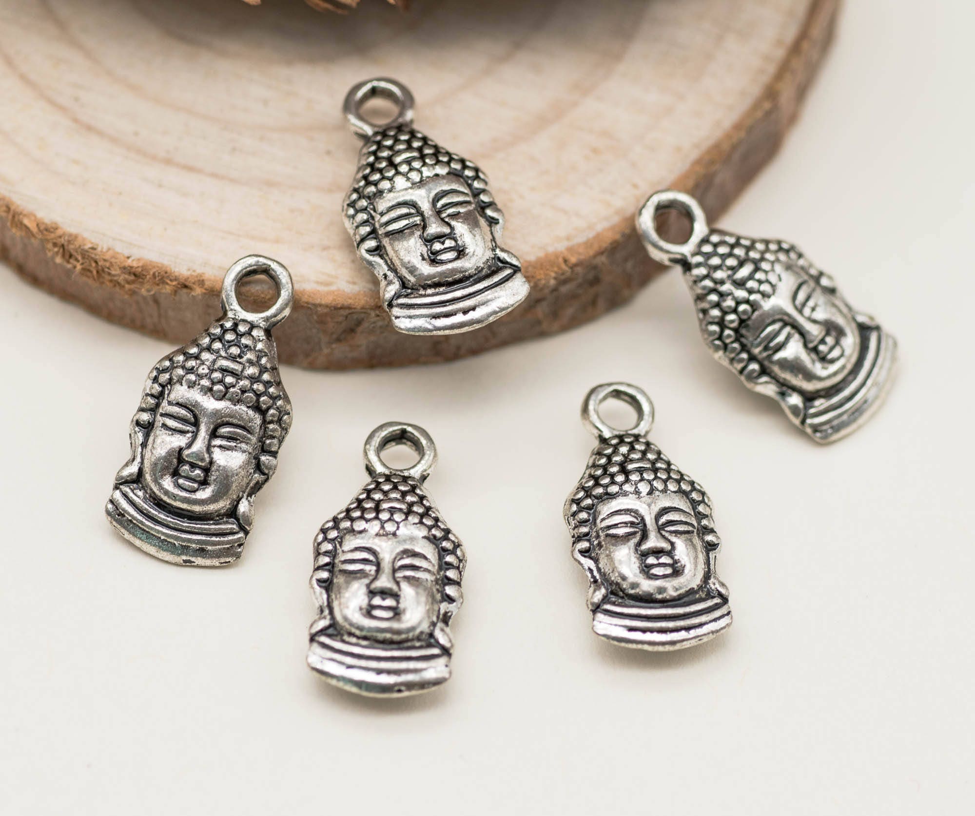 Buddah Head Charms, 12pcs, Silver Buddah Charm, Small Metal Buddha ...