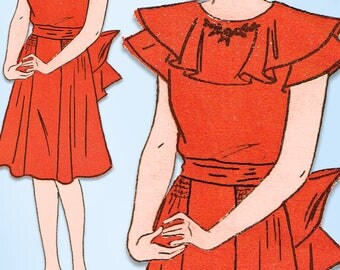 1930s Vintage Womans World Sewing Pattern 5931 Uncut Girls Party Dress Size 10